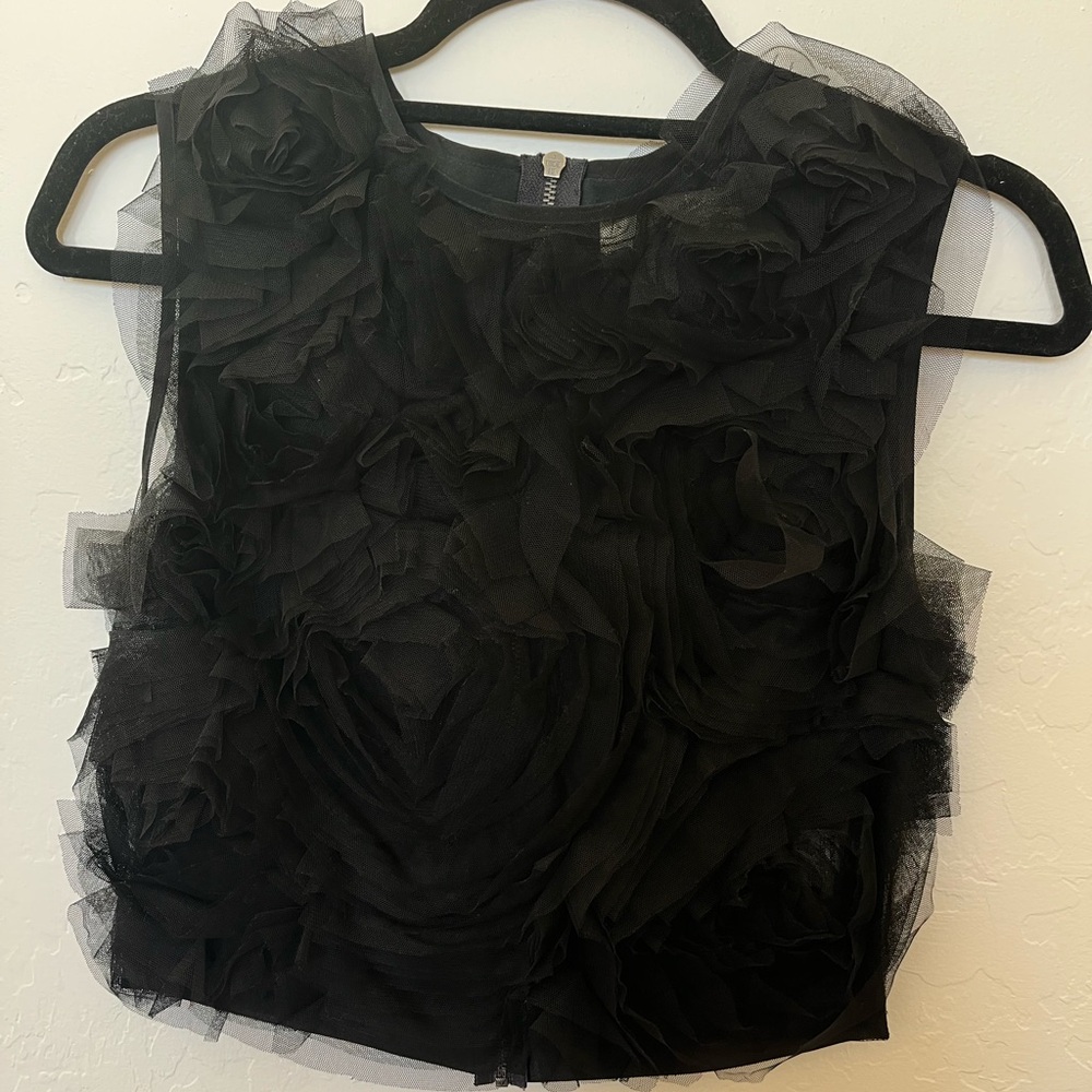 Nicole Miller Black Textured Women's Blouse